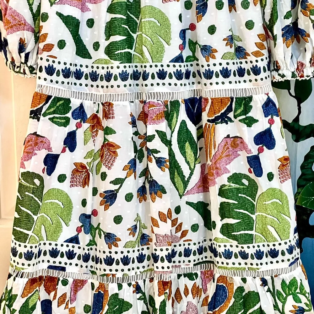 🌺🎉HP🎉🌺 NWOT Farm Rio Summer Garden Lace Midi Dress - Picture 11 of 16